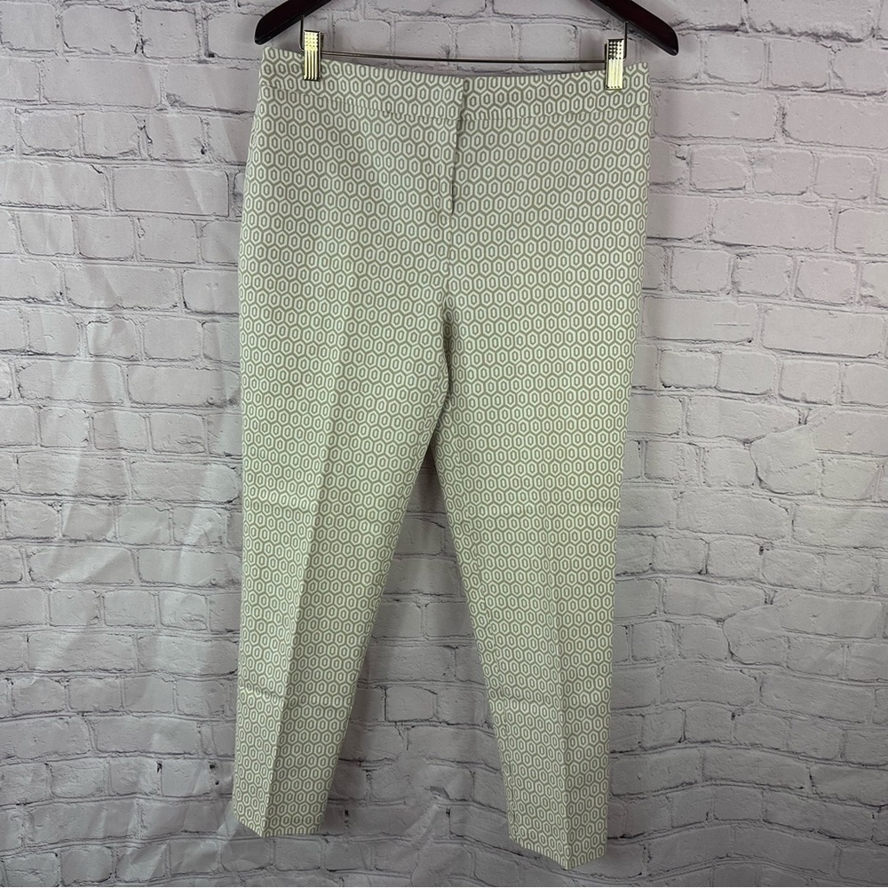 chico's Geometric Patterned khacki white ankle Pants sz 0 (small 4)